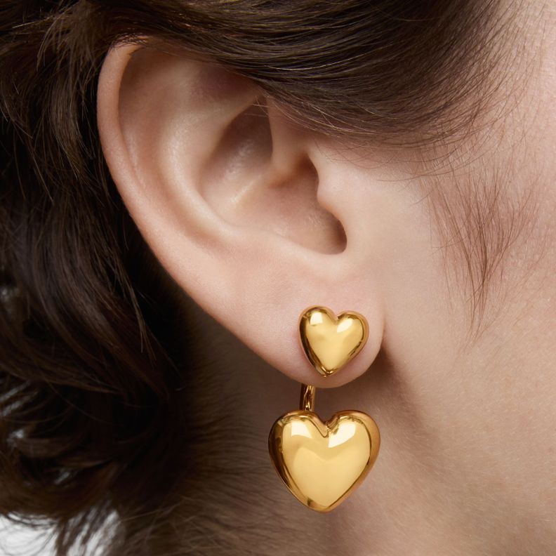 Pendientes cortos con baño de oro 18 kt sobre plata-6
