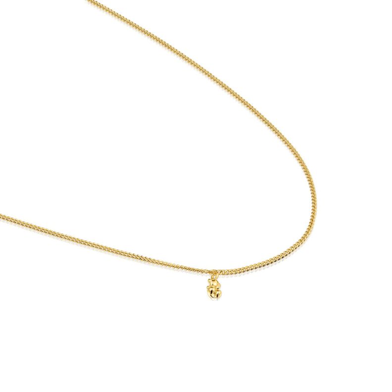 Collar corto barbado con baño de oro 18 kt sobre plata-2