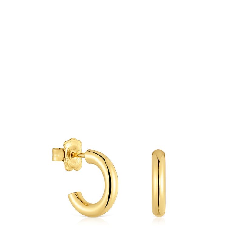 Pendientes aro cortos con baño de oro 18 kt sobre plata-0