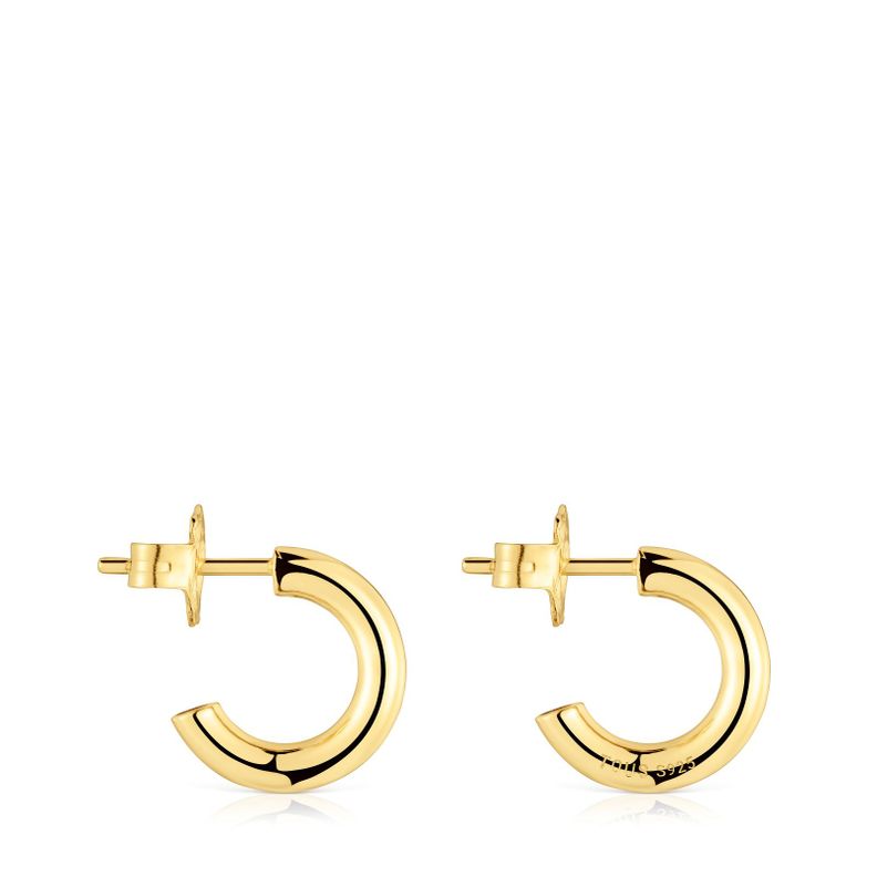 Pendientes aro cortos con baño de oro 18 kt sobre plata-1