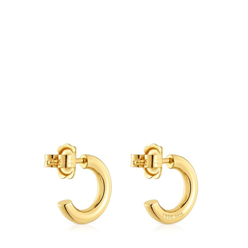 Pendientes aro cortos con baño de oro 18 kt sobre plata-2