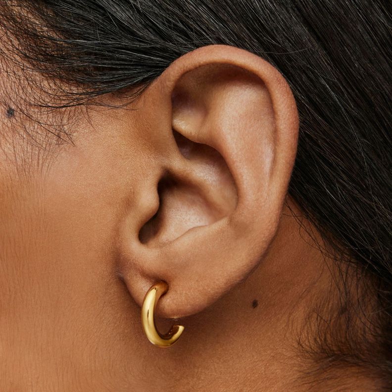 Pendientes aro cortos con baño de oro 18 kt sobre plata-5