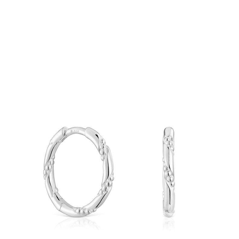 Pendientes de aro de plata 12 mm Twisted-0