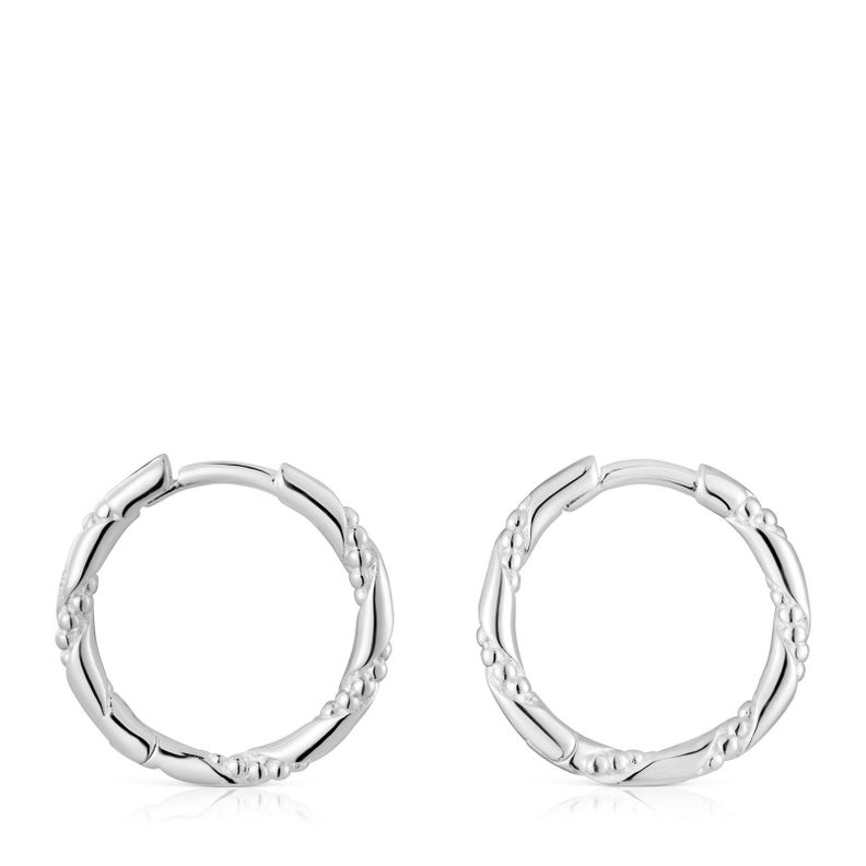 Pendientes de aro de plata 12 mm Twisted-1