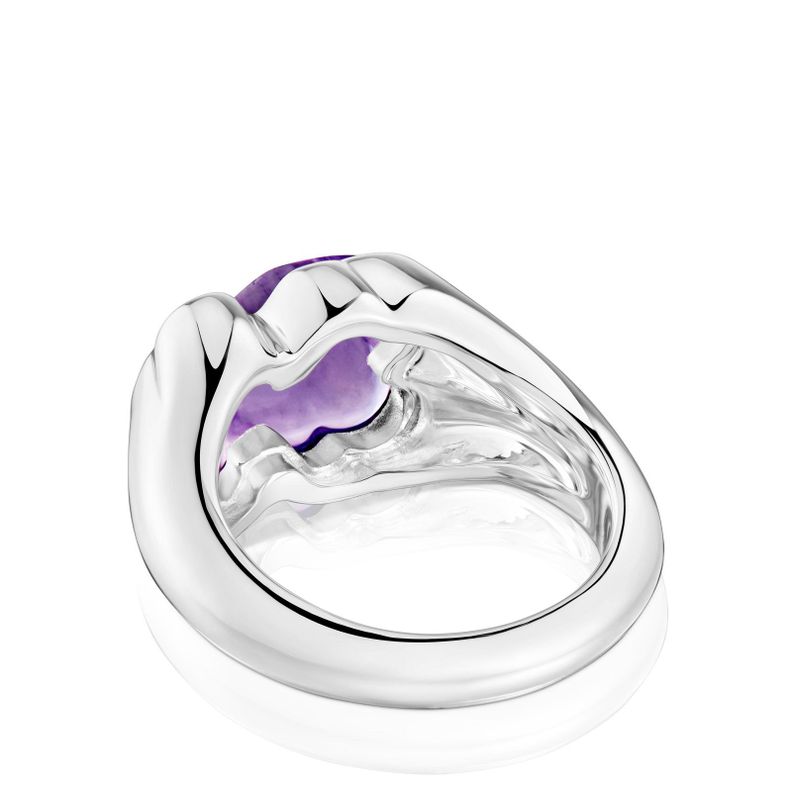 Anillo sello oso de plata y amatista Bold Motif-2