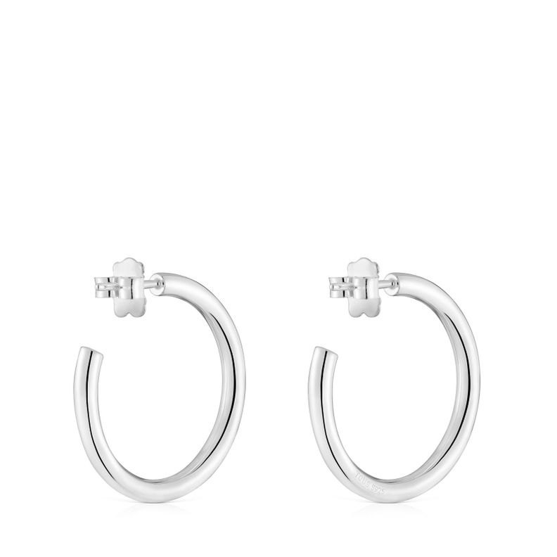 Pendientes de aro largos de plata 24 mm Basicos-2
