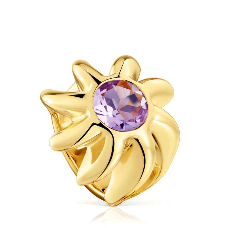 Anillo sello con baño de oro 18 kt sobre plata y amatista Galia-0