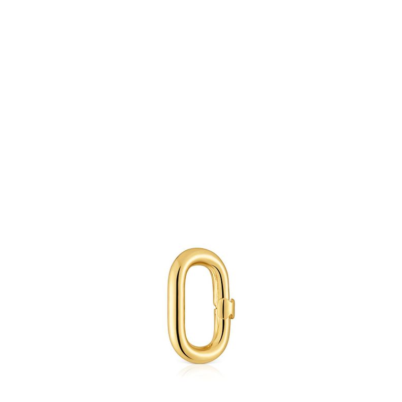 Anilla pequeña con baño de oro 18 kt sobre plata Hold Oval-1