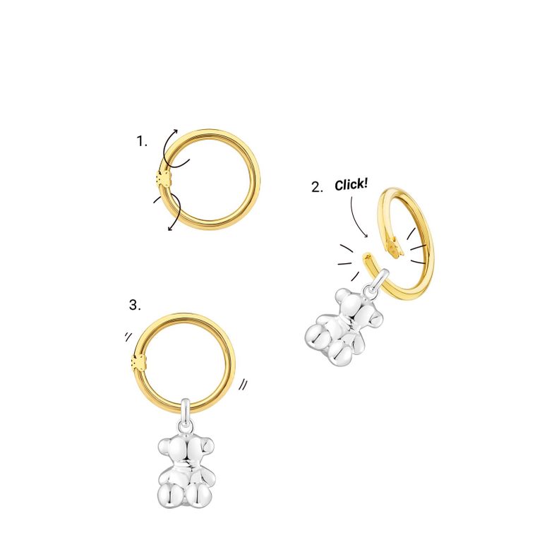 Anilla pequeña con baño de oro 18 kt sobre plata Hold Oval-3