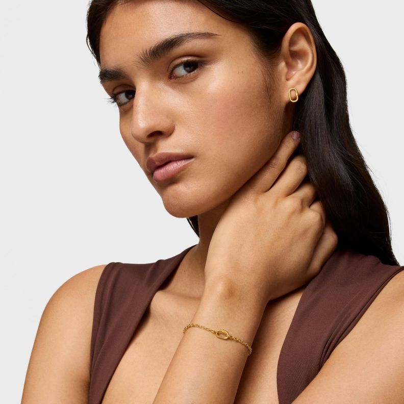 Pulsera cadena gruesa de oro Hold Oval-3