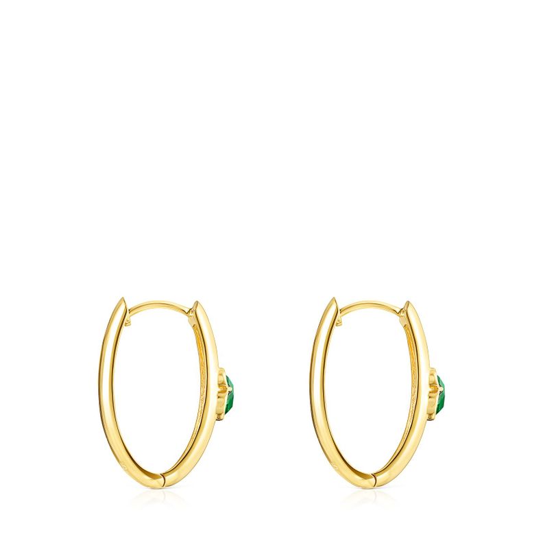 Pendientes Icon Color de plata vermeil y malaquita Tous-2