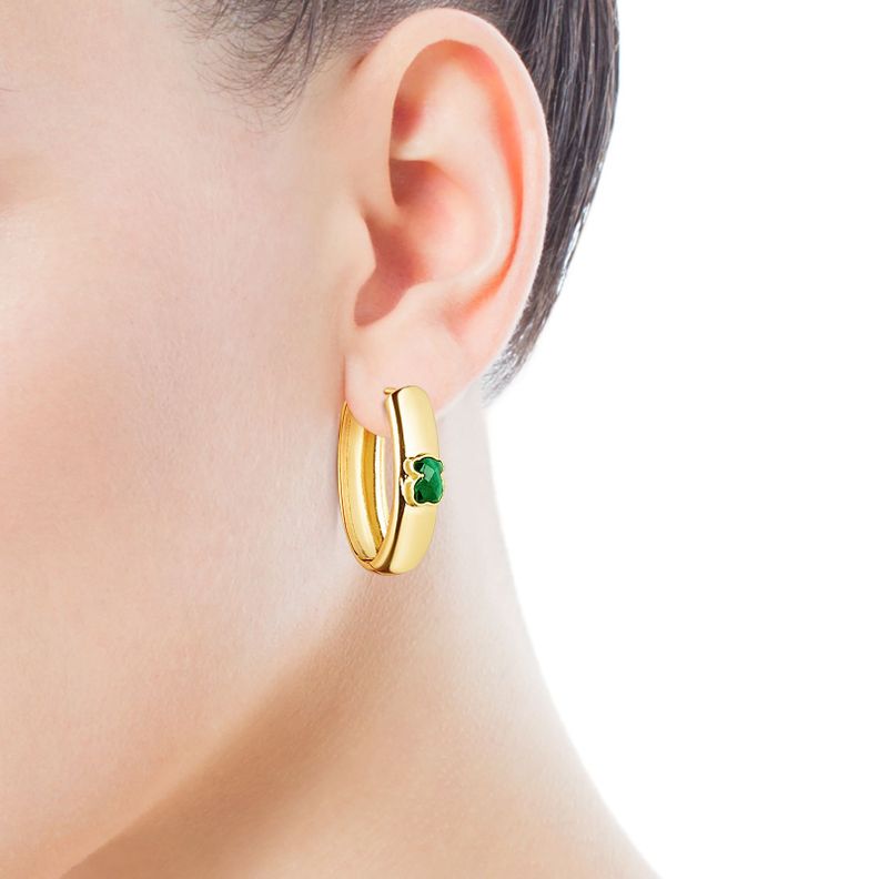 Pendientes Icon Color de plata vermeil y malaquita Tous-3