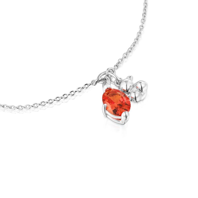 Pulsera cadena motivo oso de plata y zafiro naranja-2