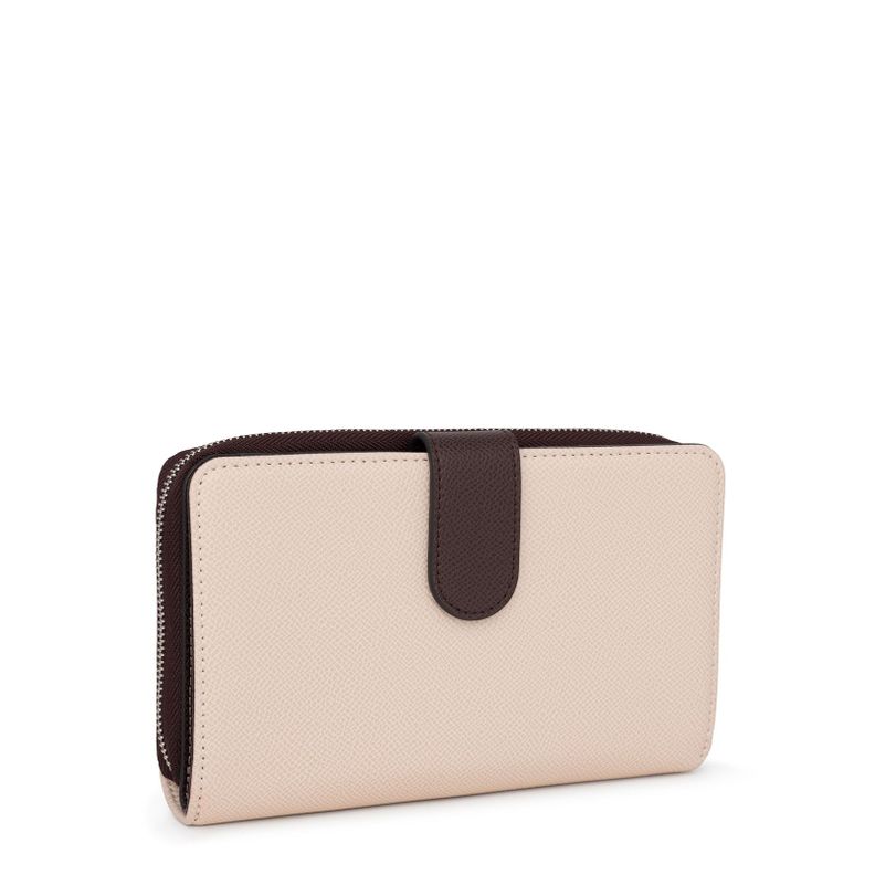 Billetera mediana New Dubai marrón y beige Tous-1