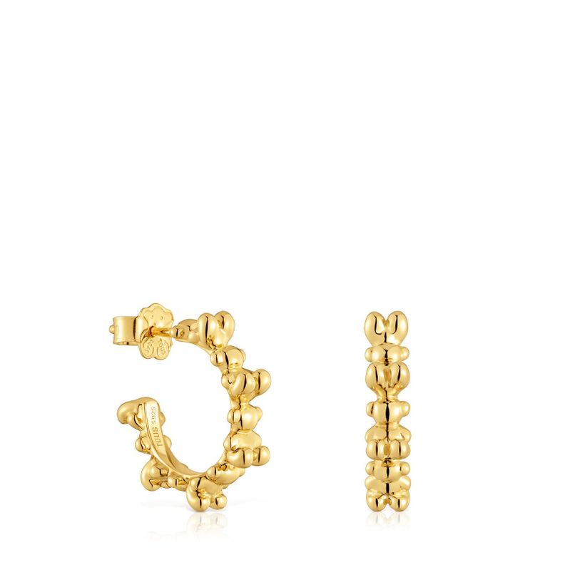 Pendientes de aro con baño de oro 18 kt sobre plata 12 mm Bold Bear-0