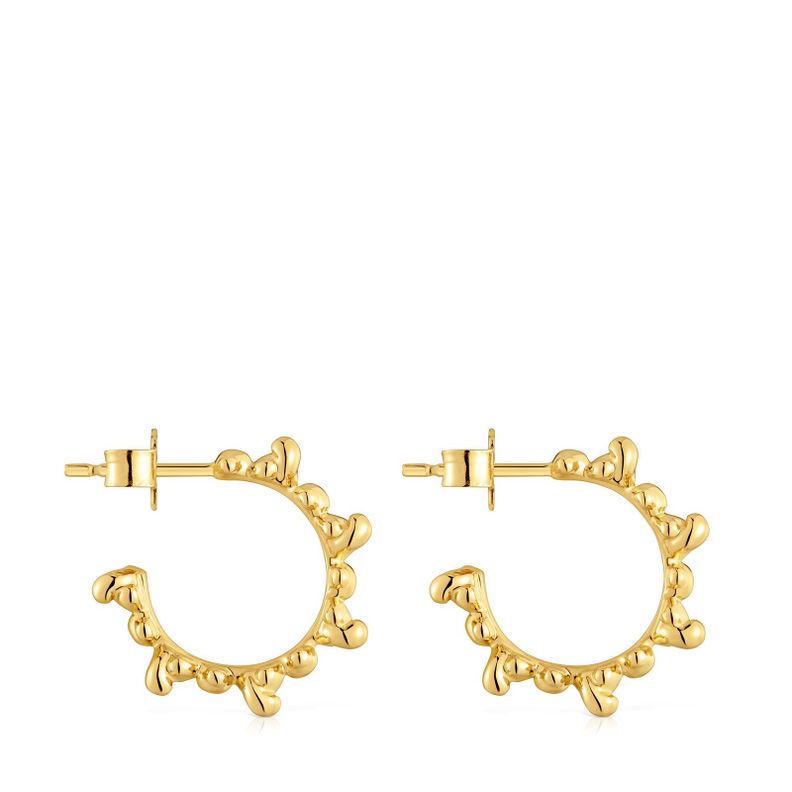 Pendientes de aro con baño de oro 18 kt sobre plata 12 mm Bold Bear-1