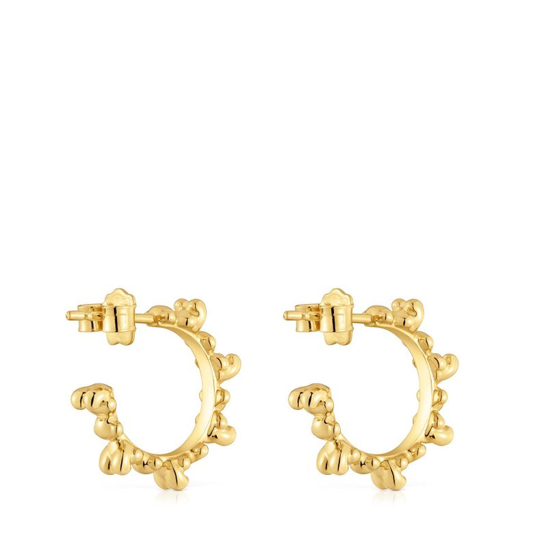 Pendientes de aro con baño de oro 18 kt sobre plata 12 mm Bold Bear-2