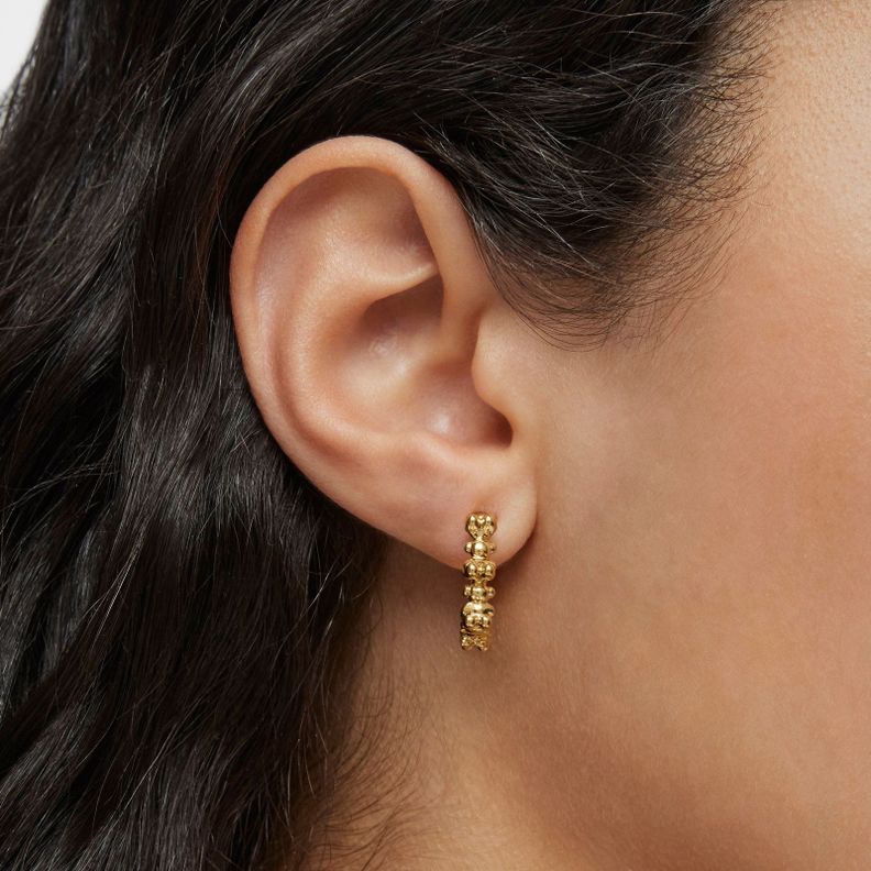 Pendientes de aro con baño de oro 18 kt sobre plata 12 mm Bold Bear-5
