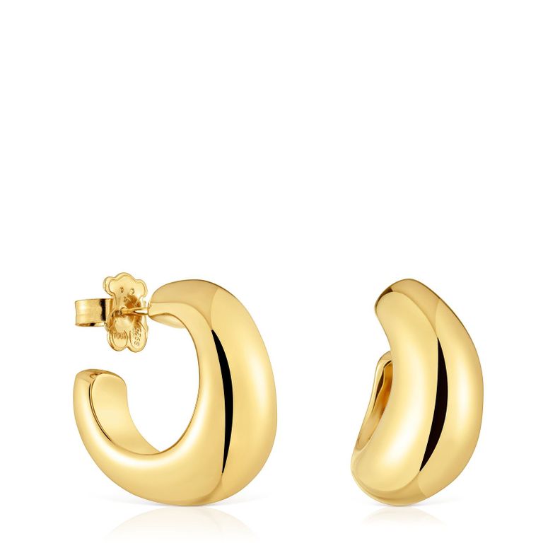 Pendientes de aro con baño de oro de 18 kt sobre plata Galia Basics-0