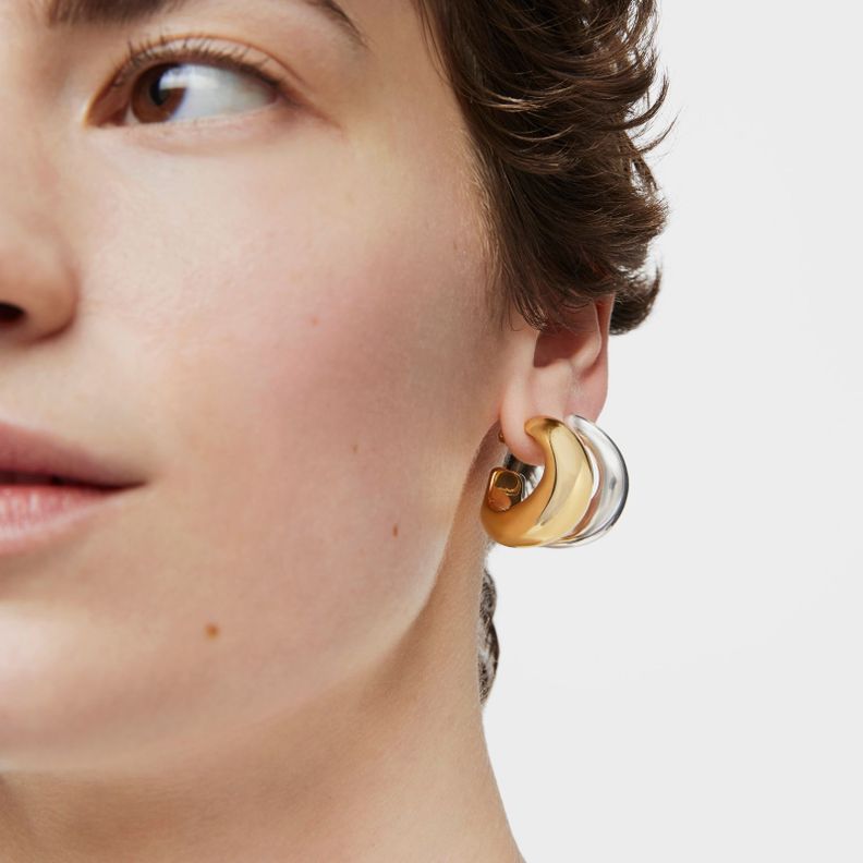 Pendientes de aro con baño de oro de 18 kt sobre plata Galia Basics-4