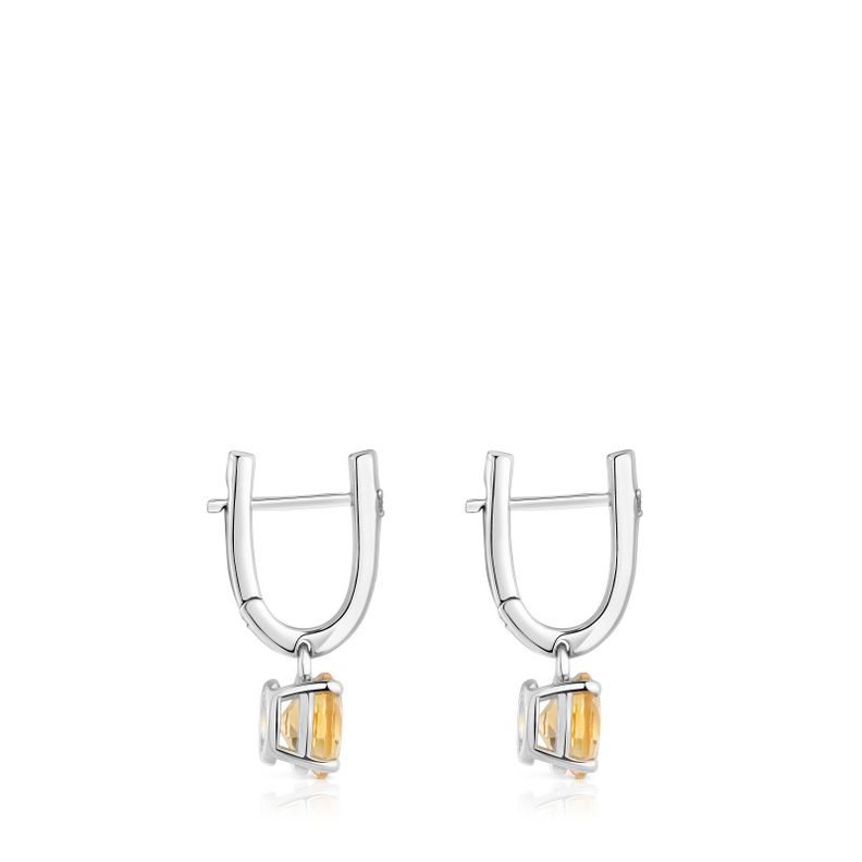 Pendientes aro de plata, citrino y diamantes Basic Colors-1