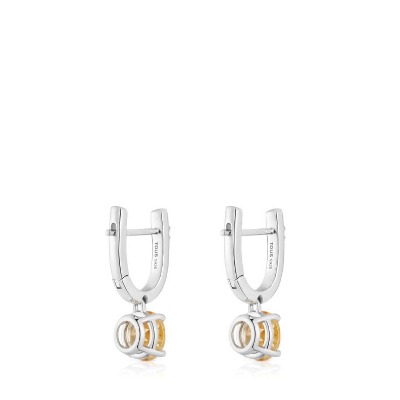 Pendientes aro de plata, citrino y diamantes Basic Colors-2