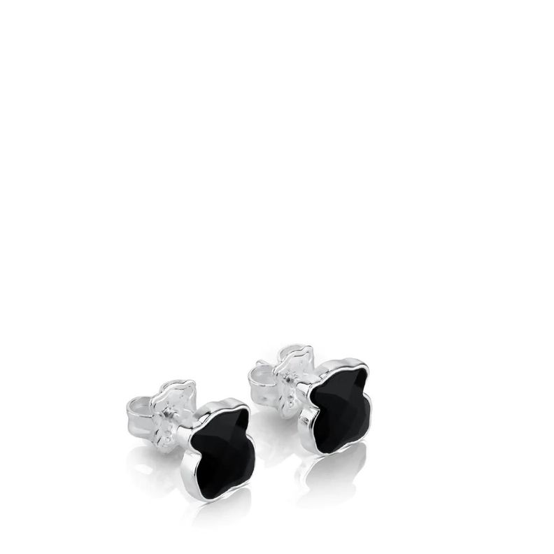 Aros Color De Plata y Onix Tous-2