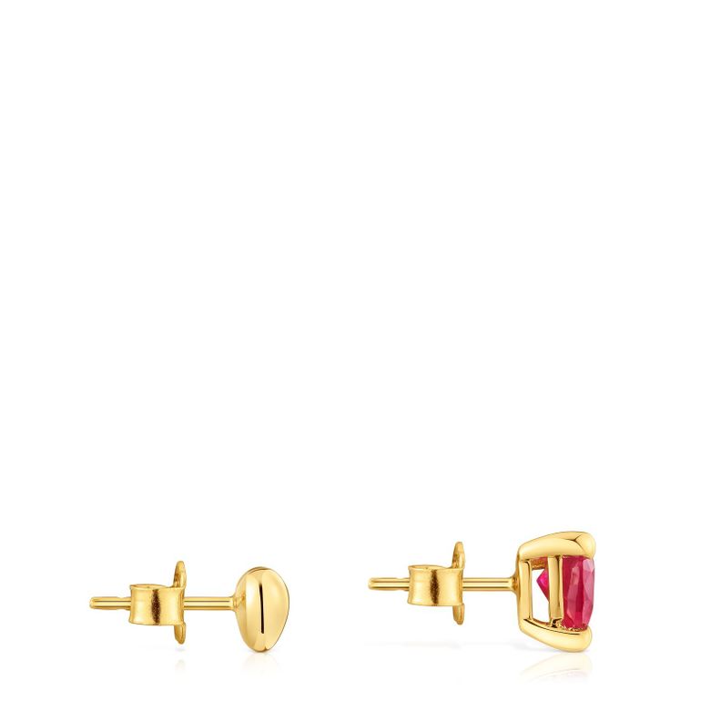 Pendientes con baño de oro 18 kt sobre plata y rubí creado en laboratorio Garden Of Love LGG-1