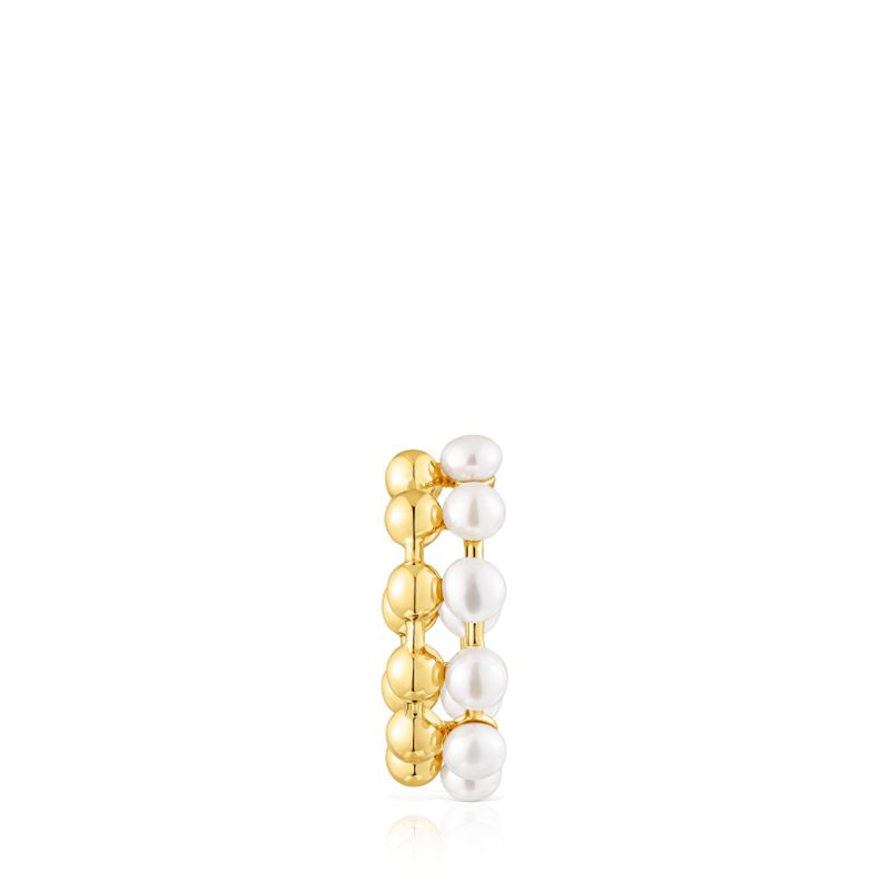 Aro Earcuff doble de plata vermeil y perlas Gloss Tous-1