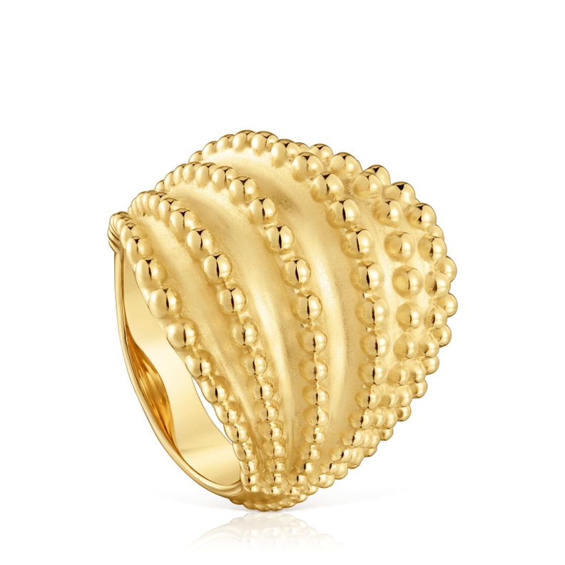 Anillo grande con baño de oro de 18 kt sobre plata-0