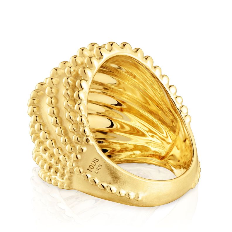 Anillo grande con baño de oro de 18 kt sobre plata-1