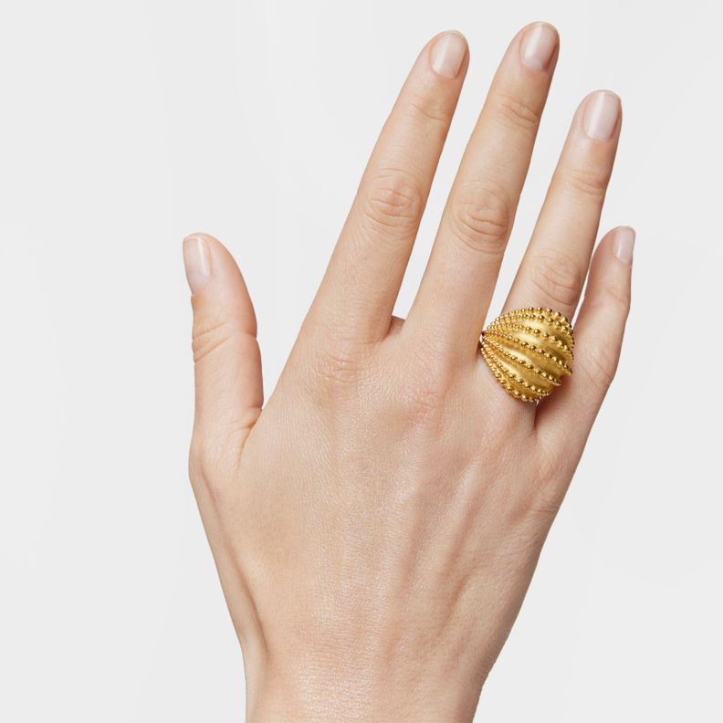Anillo grande con baño de oro de 18 kt sobre plata-4