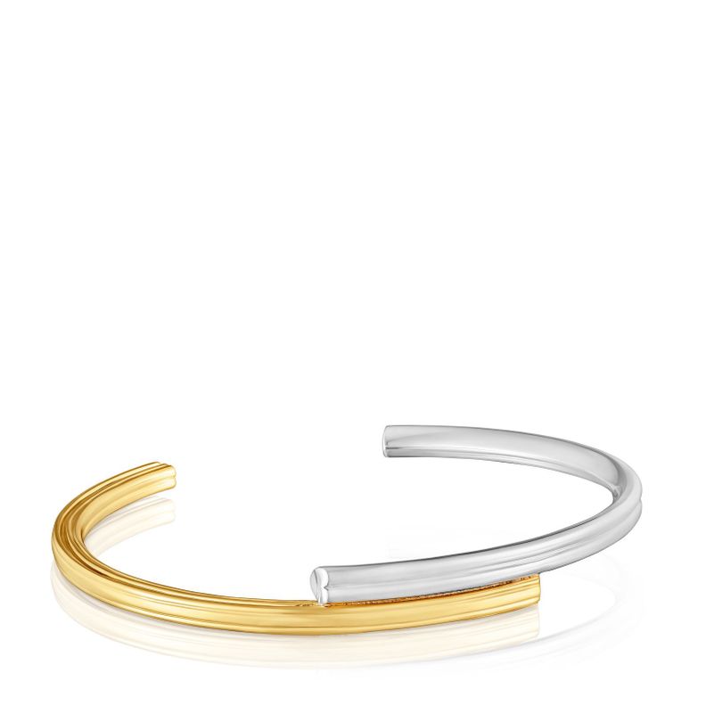Pulsera esclava bicolor con motivos oso y corazon TOUS 1950 Dorado