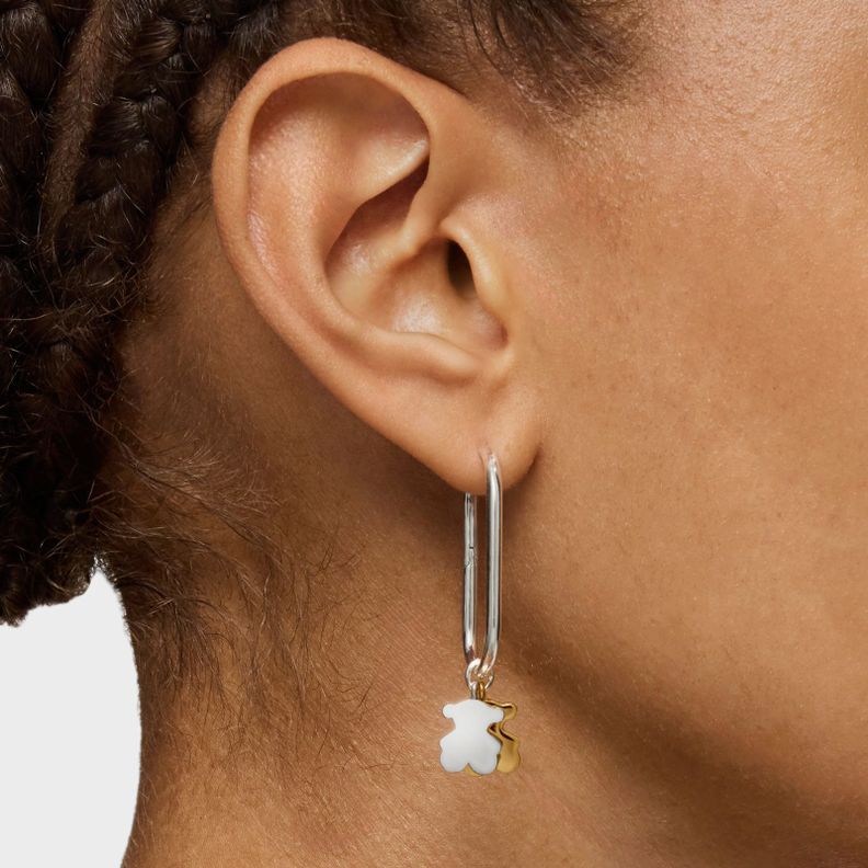 Pendientes de aro motivo oso bicolor Sweet Dolls-6