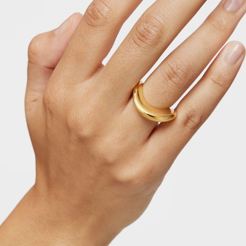 Anillo pequeño con baño de oro de 18 kt sobre plata-7