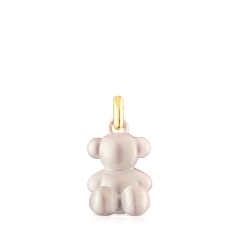 Colgante oso de acero en color blanco Bold Bear-0
