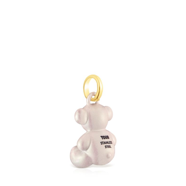 Colgante oso de acero en color blanco Bold Bear-2
