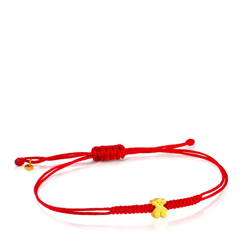 Pulsera  Sweet Dolls de Oro con Nylon Rojo Tous-0