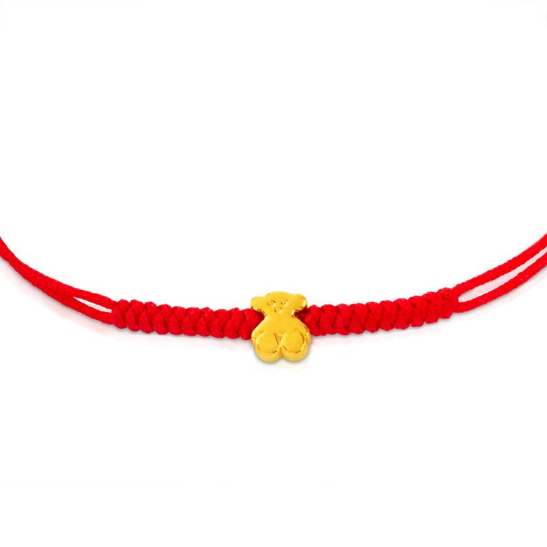 Pulsera  Sweet Dolls de Oro con Nylon Rojo Tous-2