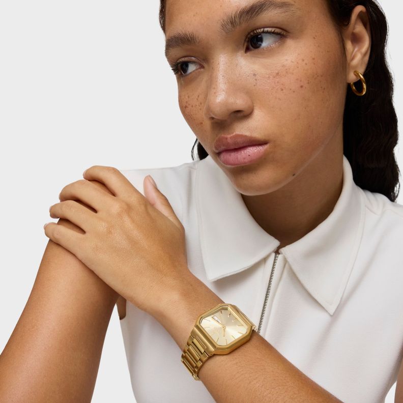 Reloj analógico con brazalete acero IPG dorado Lit-3