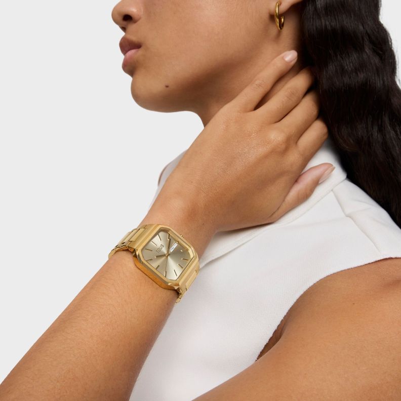 Reloj analógico con brazalete acero IPG dorado Lit-4
