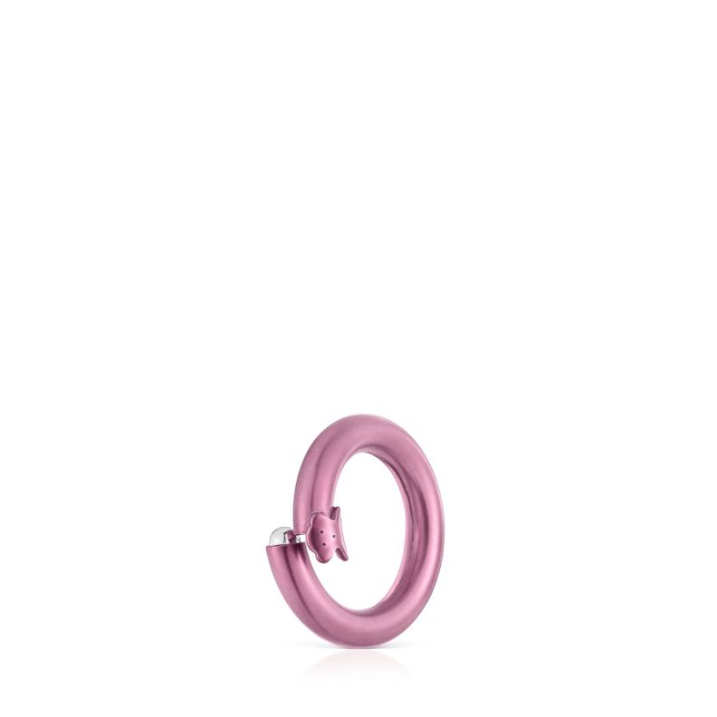 Anilla pequeña de plata en color rosa Hold-1