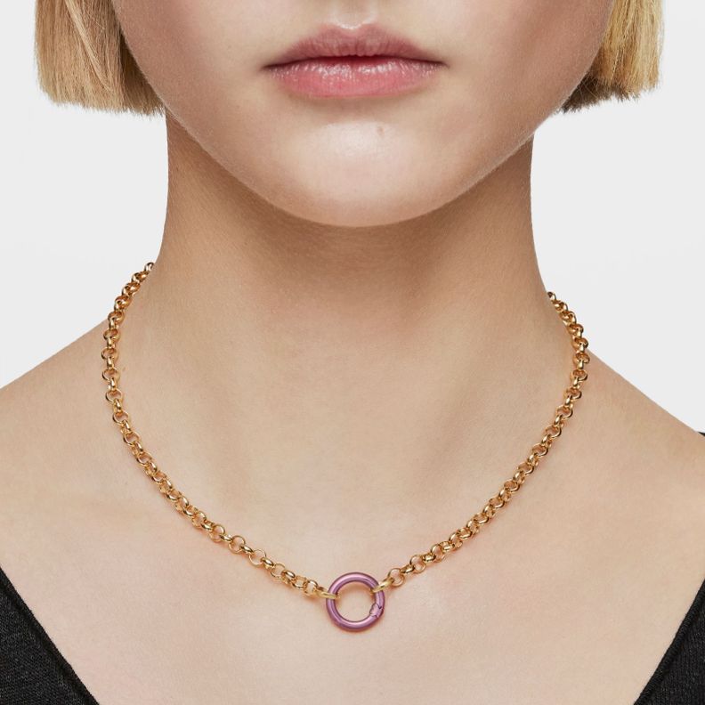 Anilla pequeña de plata en color rosa Hold-5