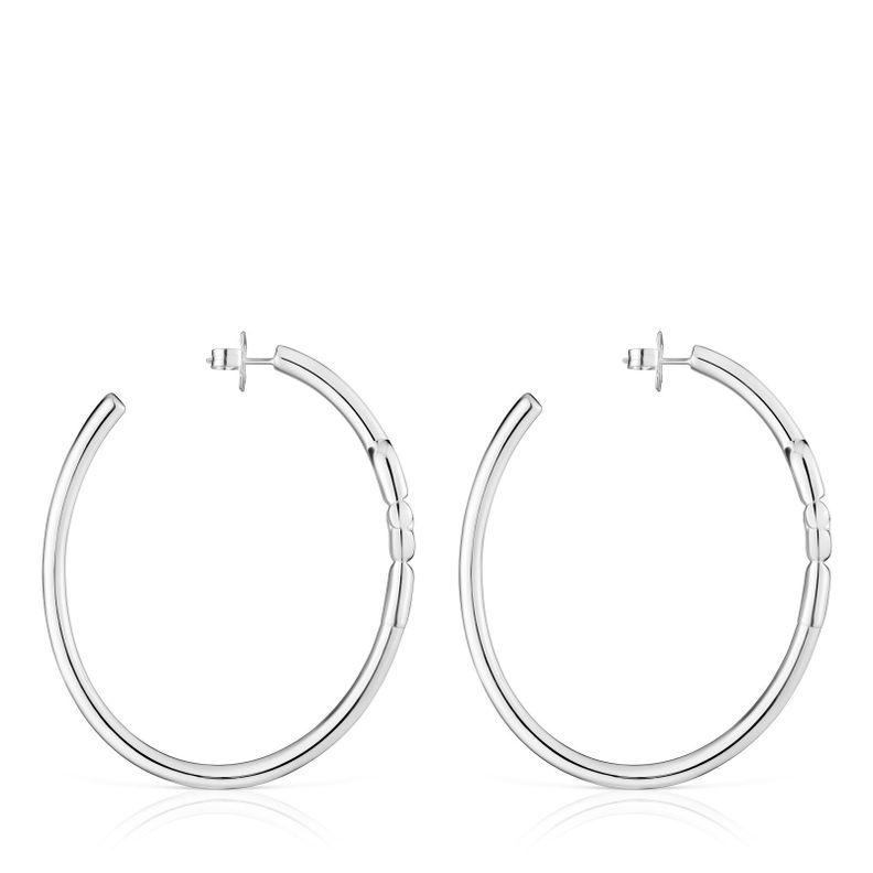 Pendientes de aro extra largos de plata y motivo TOUS MANIFESTO-1