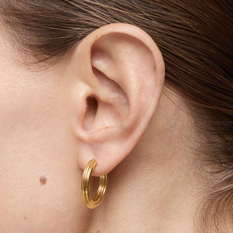 Aros con baño de oro 18 kt sobre plata y motivo TOUS 1950-5
