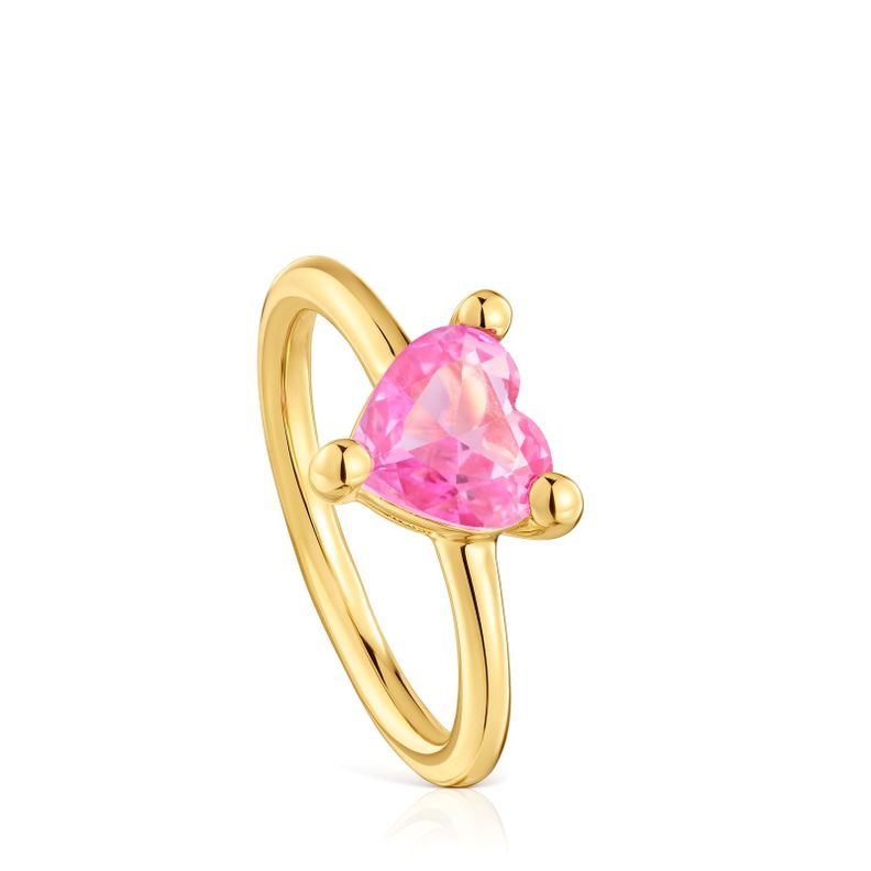 Anillo con baño de oro 18 kt sobre plata y zafiro creado en laboratorio Garden Of Love LGG-0