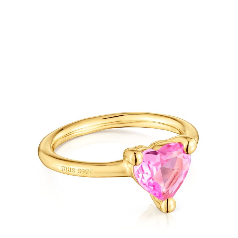 Anillo con baño de oro 18 kt sobre plata y zafiro creado en laboratorio Garden Of Love LGG-1