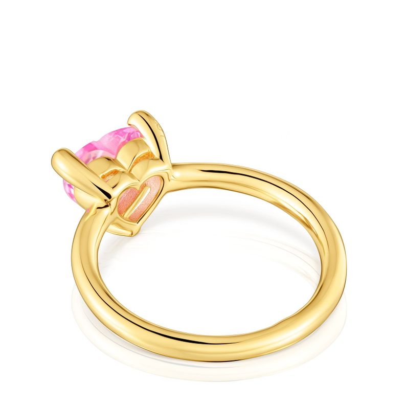 Anillo con baño de oro 18 kt sobre plata y zafiro creado en laboratorio Garden Of Love LGG-2