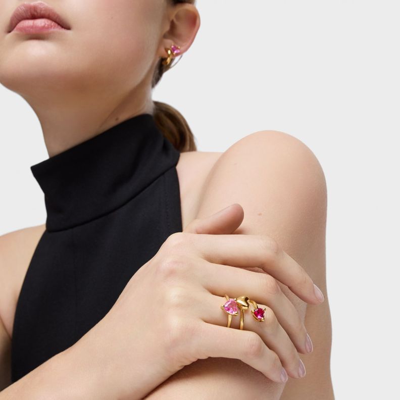 Anillo con baño de oro 18 kt sobre plata y zafiro creado en laboratorio Garden Of Love LGG-4