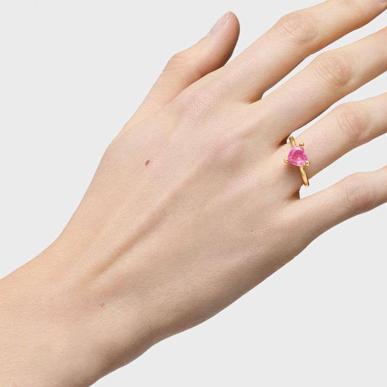 Anillo con baño de oro 18 kt sobre plata y zafiro creado en laboratorio Garden Of Love LGG-5